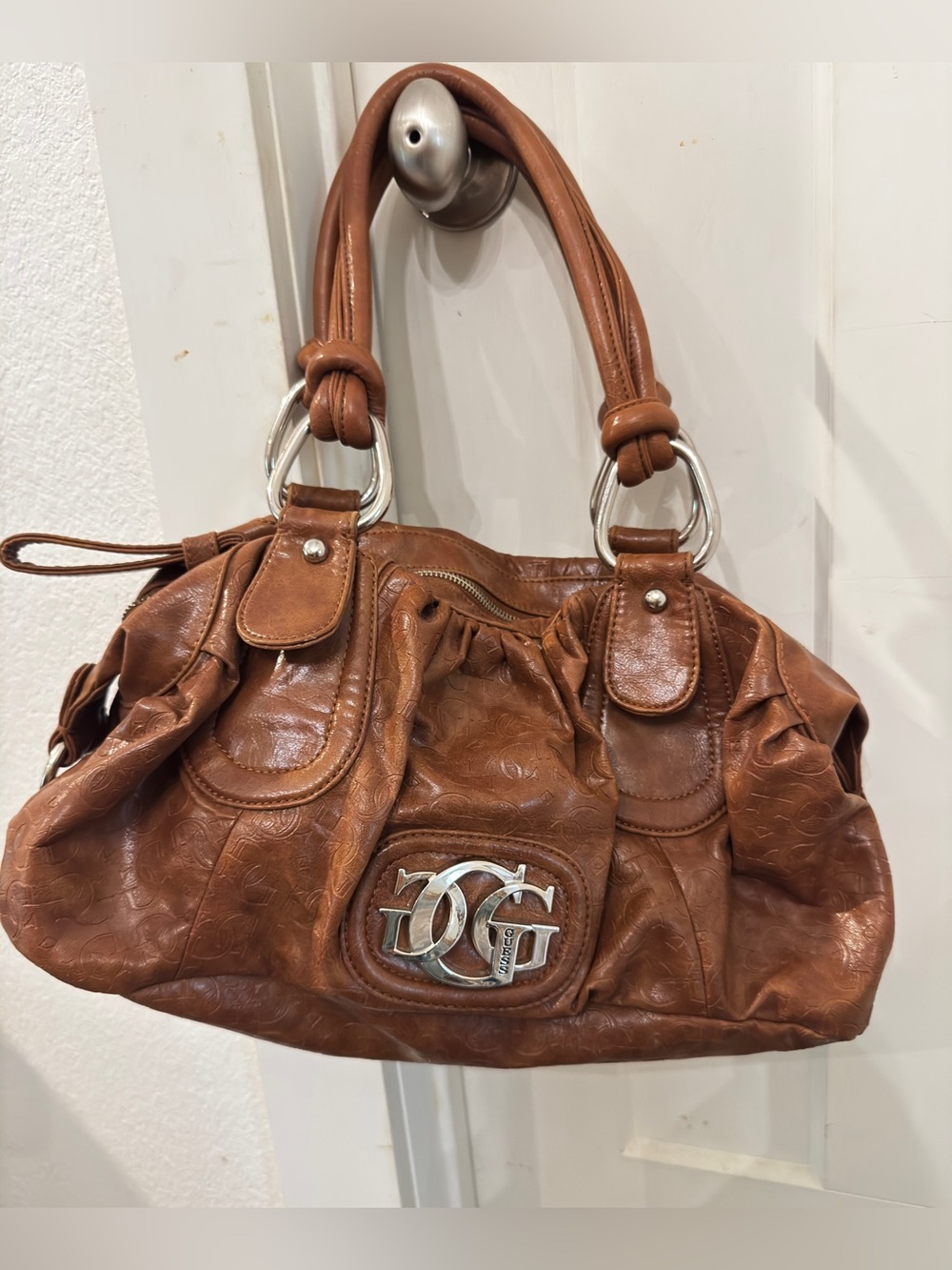 VTG Guess Y2K Brown Monogram Hobo Slouchy Bag